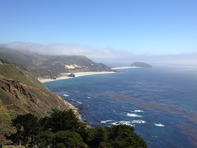 Big Sur country with fog in background