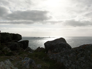 Lands End lighthouses in distance