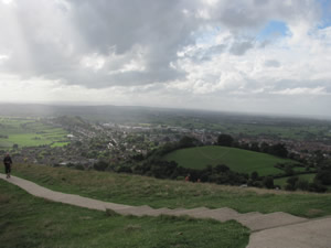 A view over the city of Glastonbury from the Tor