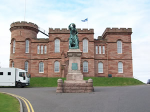 Inverness Castle with statue of Flora MacDonald
